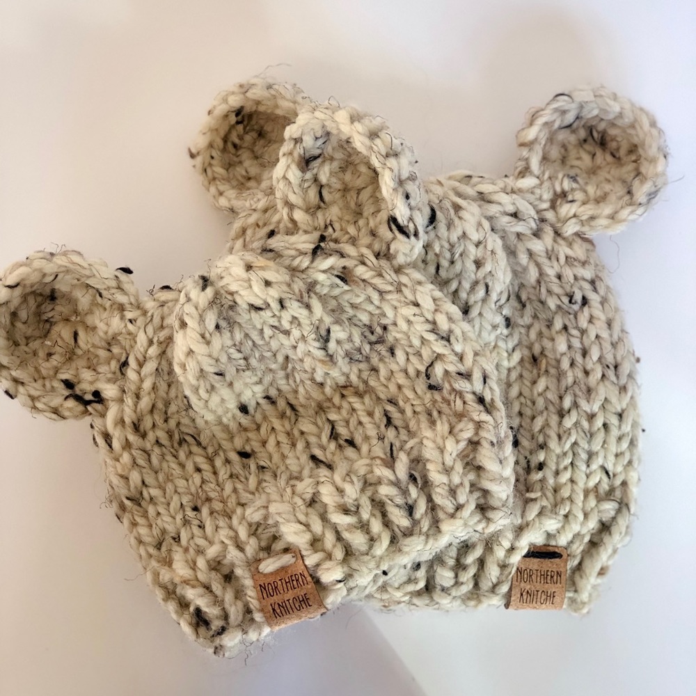 Handmade baby bear beanie